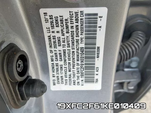 19XFC2F61KE010409 фото 2