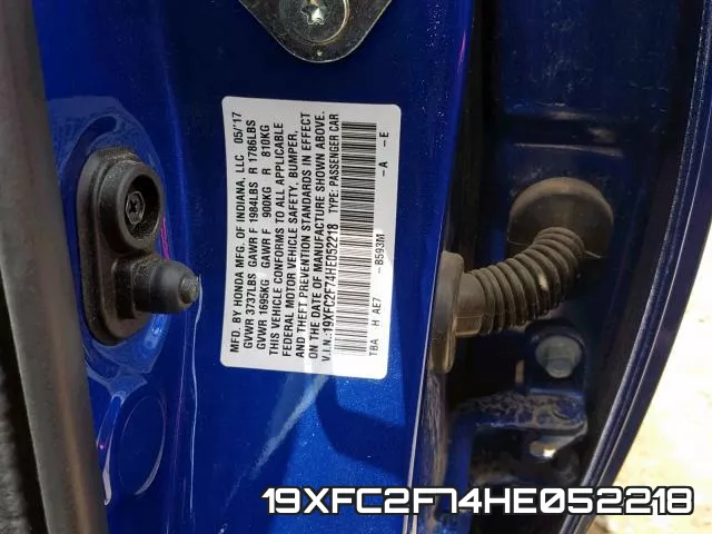 19XFC2F74HE052218 фото 2