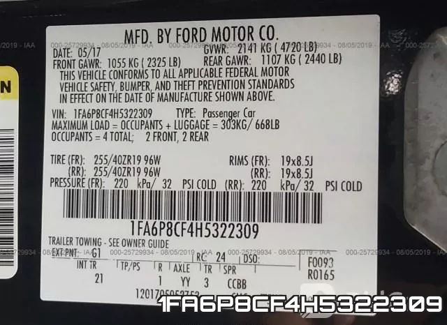 1FA6P8CF4H5322309 фото 9