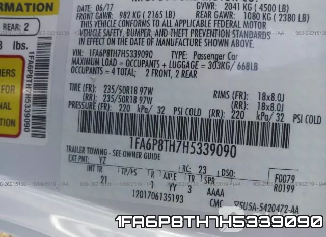 1FA6P8TH7H5339090 фото 10