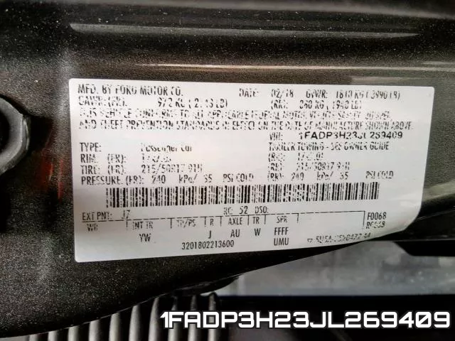 1FADP3H23JL269409 фото 2