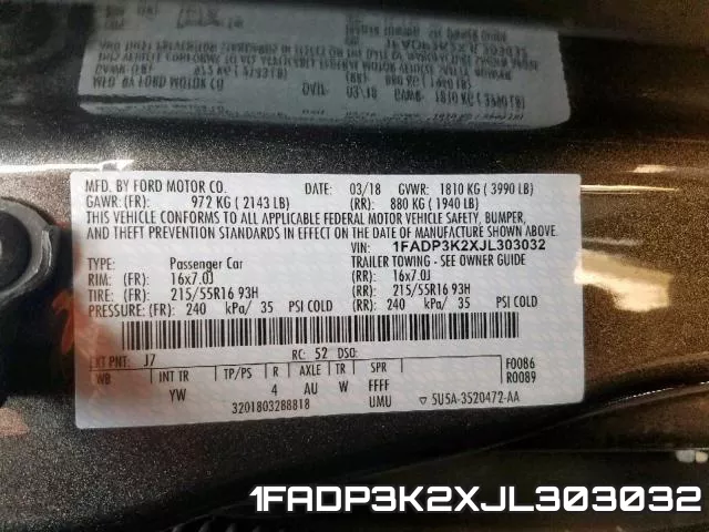 1FADP3K2XJL303032 фото 2