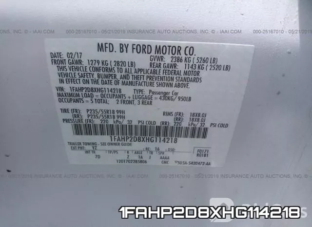 1FAHP2D8XHG114218 фото 10