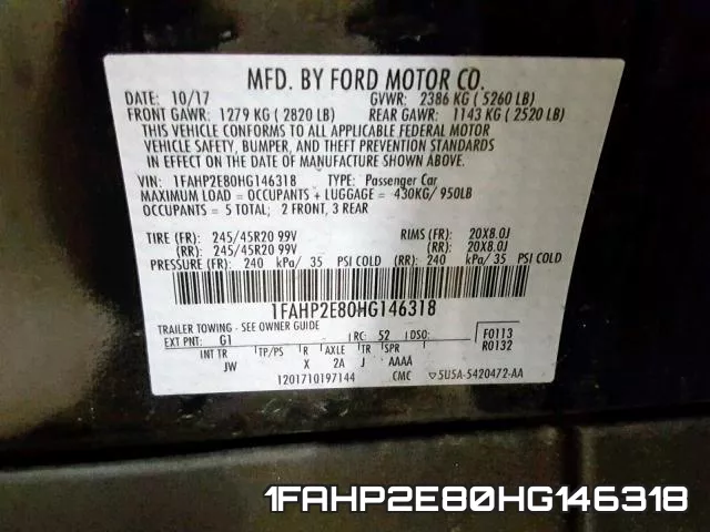 1FAHP2E80HG146318 фото 2