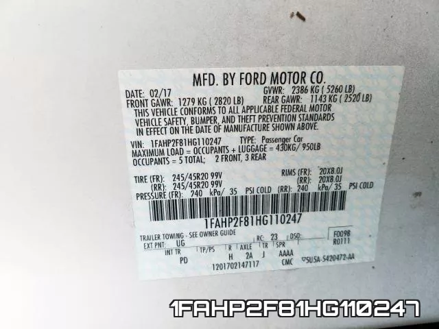 1FAHP2F81HG110247 фото 2