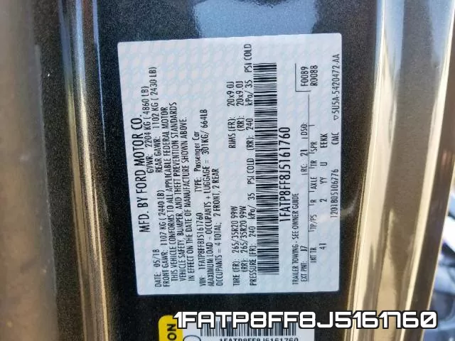 1FATP8FF8J5161760 фото 2