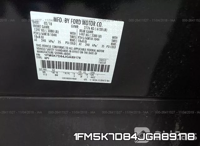 1FM5K7D84JGA89178 фото 10