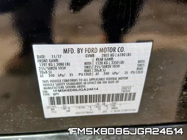 1FM5K8D86JGA24614 фото 2