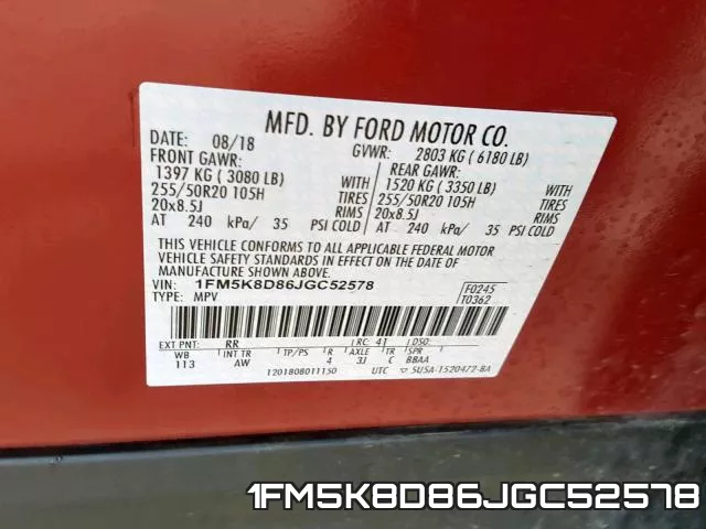 1FM5K8D86JGC52578 фото 2