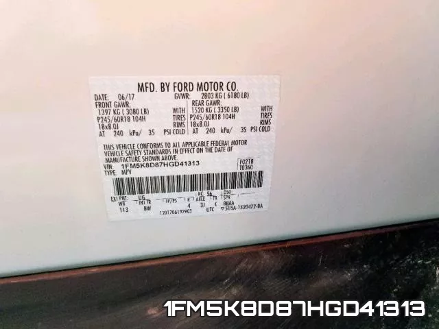 1FM5K8D87HGD41313 фото 2