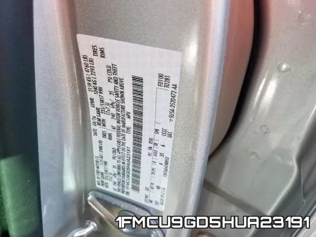 1FMCU9GD5HUA23191 фото 2