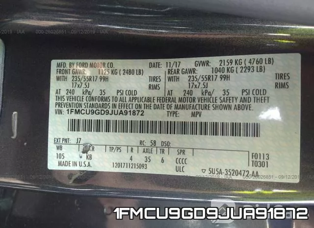 1FMCU9GD9JUA91872 фото 10