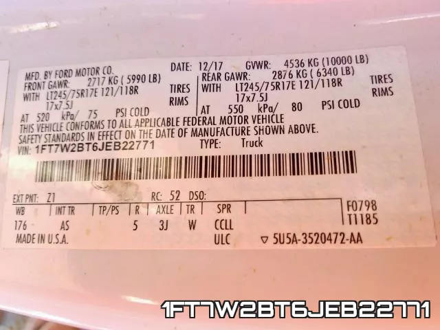 1FT7W2BT6JEB22771 фото 2