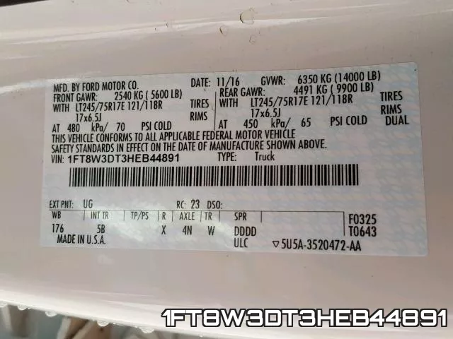 1FT8W3DT3HEB44891 фото 2