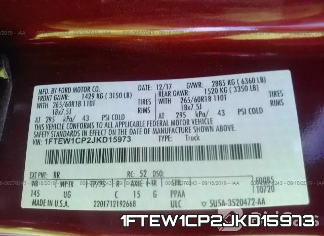 1FTEW1CP2JKD15973 фото 10