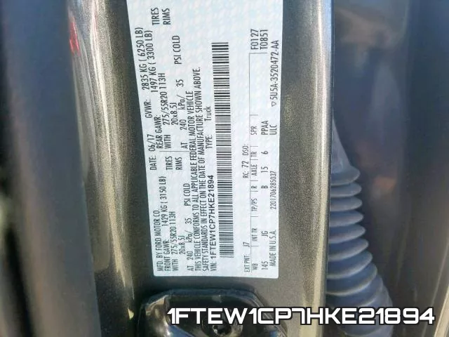 1FTEW1CP7HKE21894 фото 2
