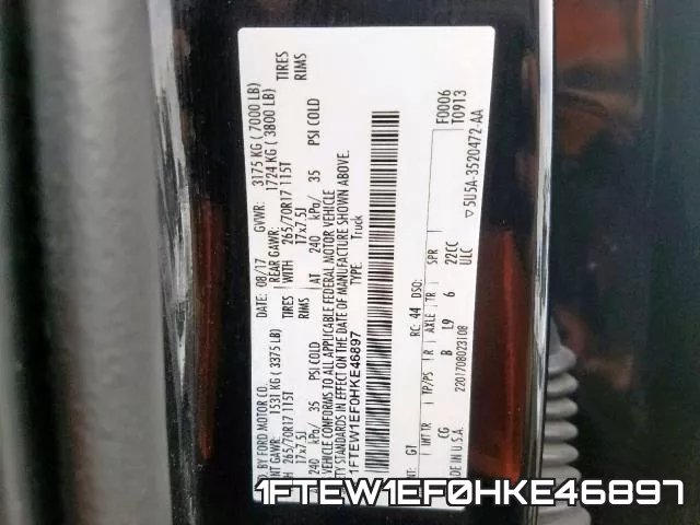 1FTEW1EF0HKE46897 фото 2