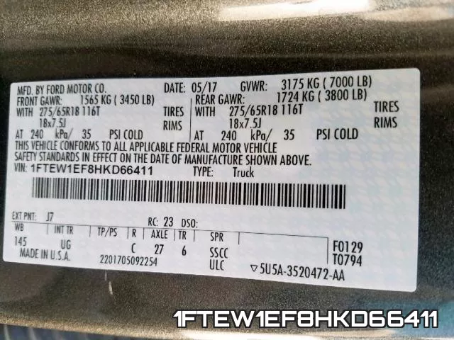 1FTEW1EF8HKD66411 фото 2