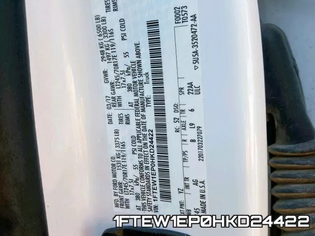 1FTEW1EP0HKD24422 фото 2