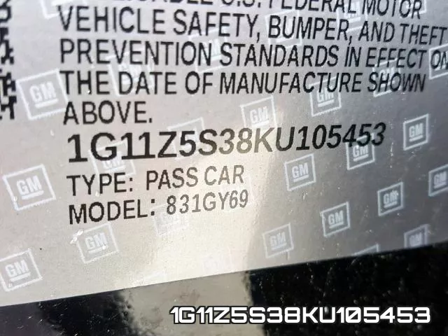 1G11Z5S38KU105453 фото 2
