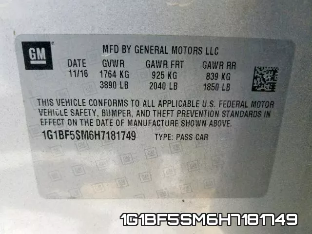 1G1BF5SM6H7181749 фото 2