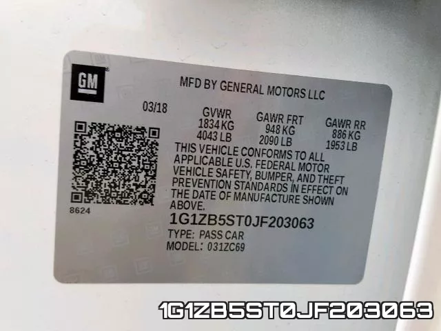 1G1ZB5ST0JF203063 фото 2
