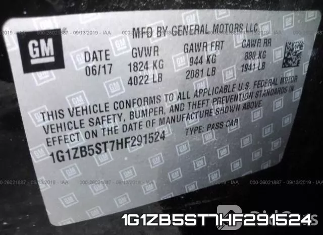 1G1ZB5ST7HF291524 фото 9