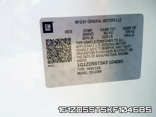 1G1ZD5ST5KF104685 фото 2