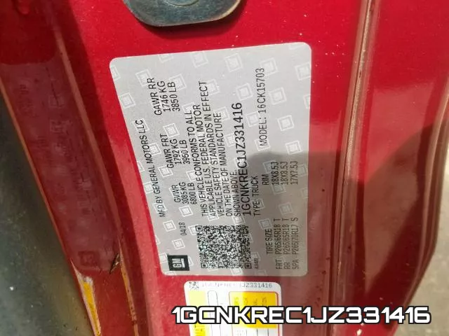 1GCNKREC1JZ331416 фото 2