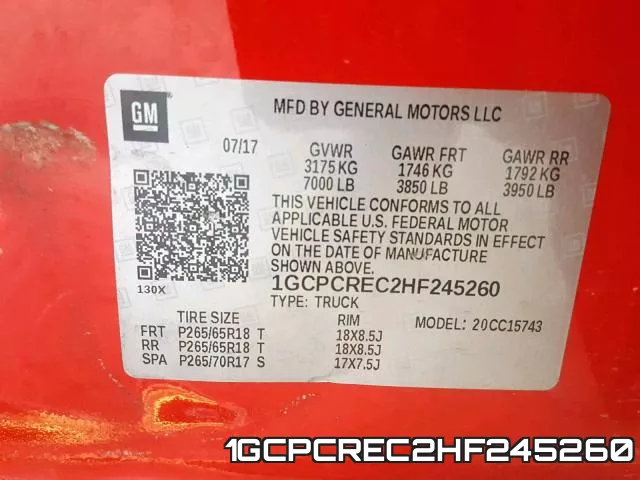 1GCPCREC2HF245260 фото 2