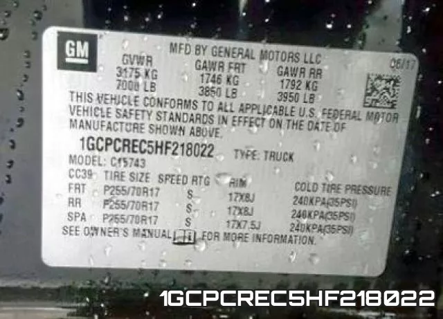 1GCPCREC5HF218022 фото 2