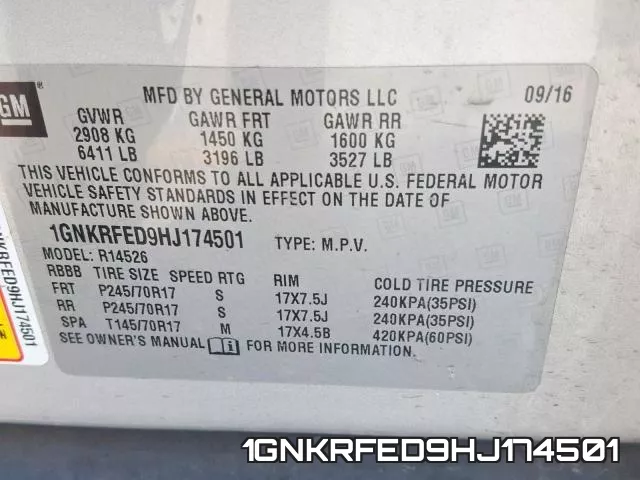 1GNKRFED9HJ174501 фото 2