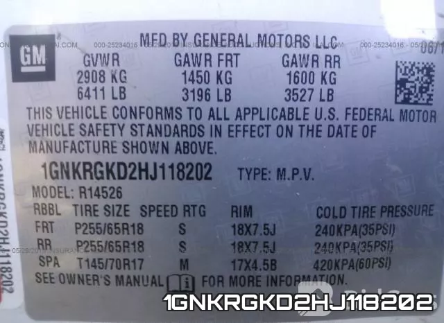 1GNKRGKD2HJ118202 фото 10