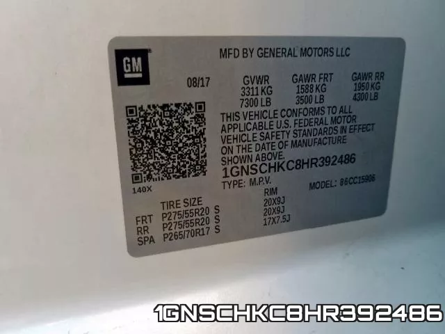 1GNSCHKC8HR392486 фото 2