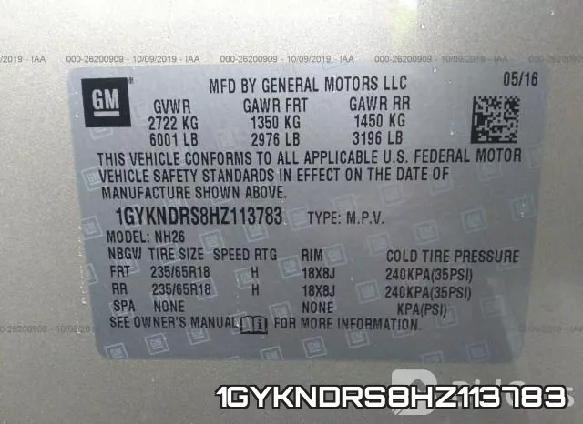 1GYKNDRS8HZ113783 фото 10