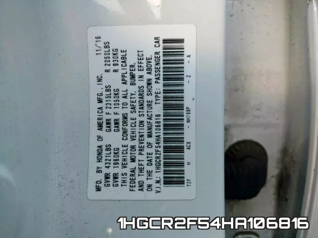 1HGCR2F54HA106816 фото 2