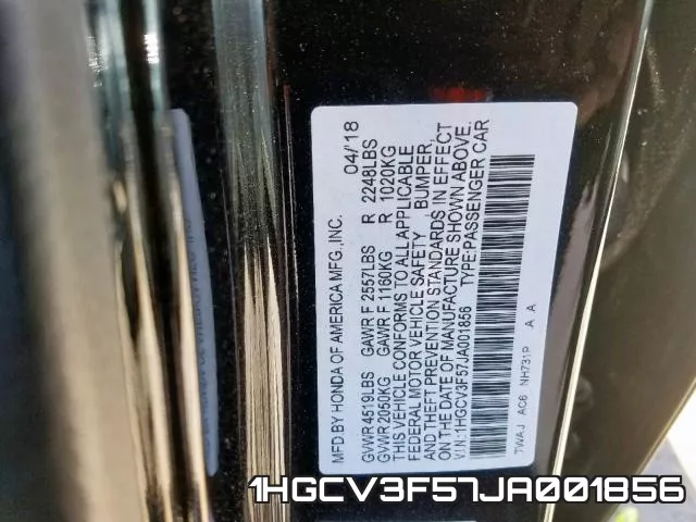 1HGCV3F57JA001856 фото 2