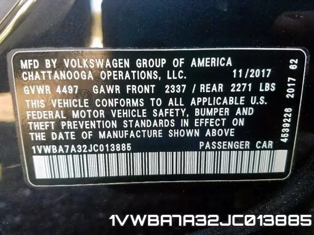 1VWBA7A32JC013885 фото 2