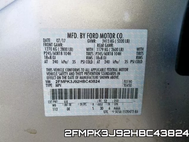 2FMPK3J92HBC43824 фото 2