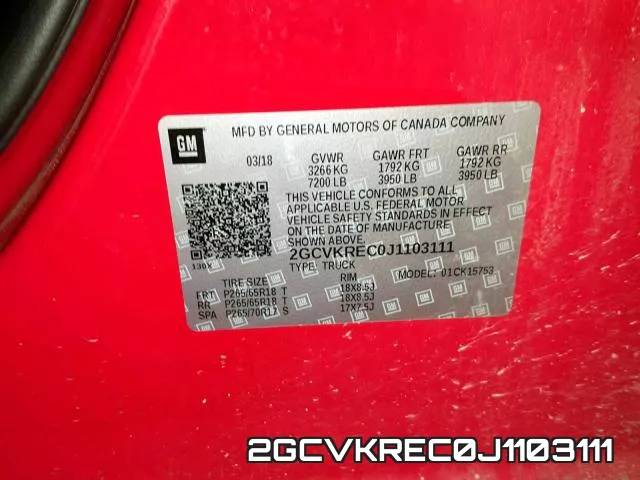 2GCVKREC0J1103111 фото 2
