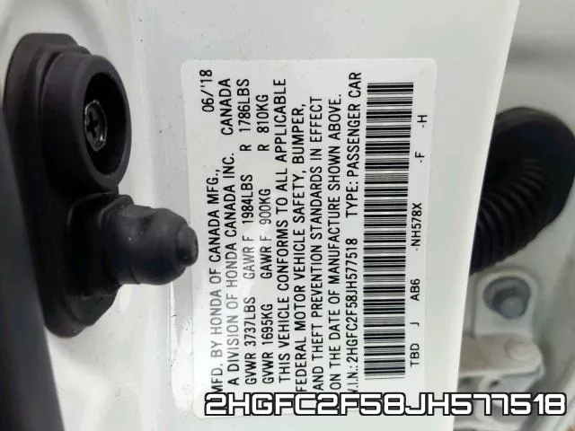 2HGFC2F58JH577518 фото 2