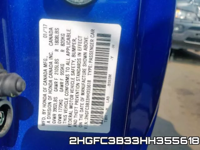 2HGFC3B33HH355618 фото 2