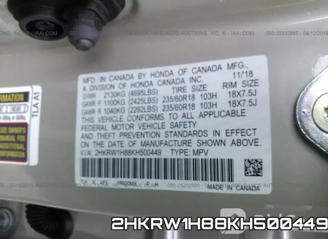 2HKRW1H88KH500449 фото 10