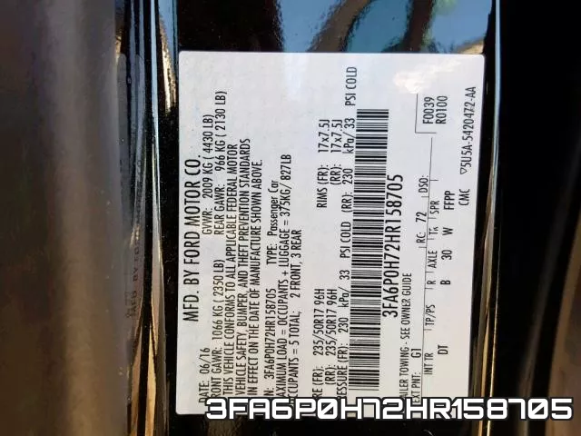 3FA6P0H72HR158705 фото 2