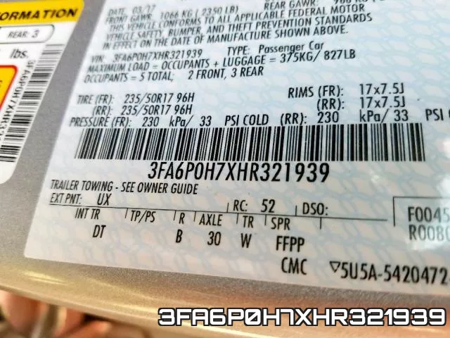 3FA6P0H7XHR321939 фото 2