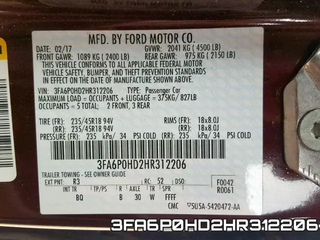 3FA6P0HD2HR312206 фото 2