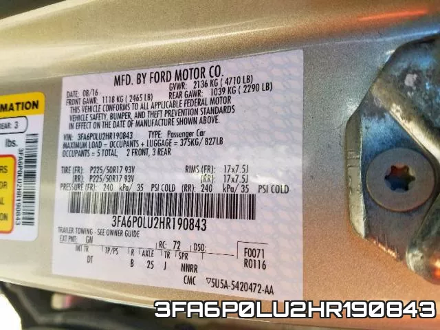3FA6P0LU2HR190843 фото 2