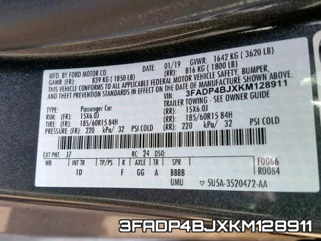 3FADP4BJXKM128911 фото 2