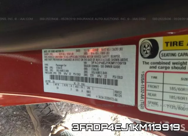 3FADP4EJ1KM113919 фото 10
