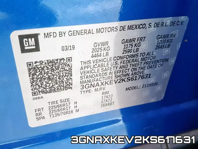 3GNAXKEV2KS617631 фото 2